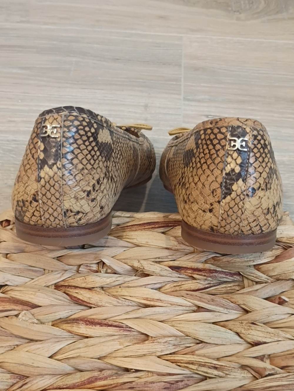 Sam Edelman Snake Print- Jillie Ballet Flats in Tan and Brown Square Toe Size 8 - Picture 4 of 10